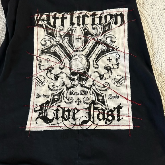 Affliction black tunic with studs and grommets size L - Picture 3 of 9